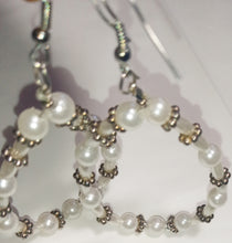 Load image into Gallery viewer, Faux Pearl silver handmade earrings
