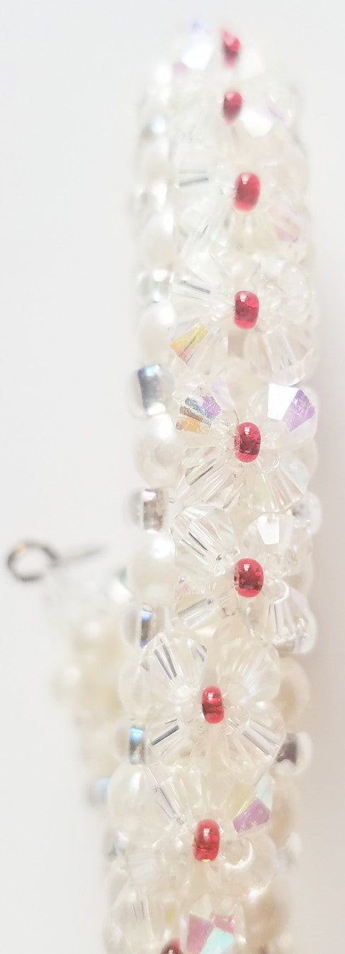 Captivating Ruby red, white, and crystal Bracelet